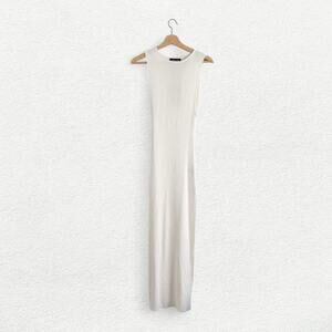 Lamarque Giovanni Rib Knit Maxi Dress in Off White